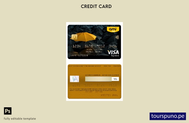 listo para imprimir plantilla de tarjeta de firma de visa bancaria Ami Insurance